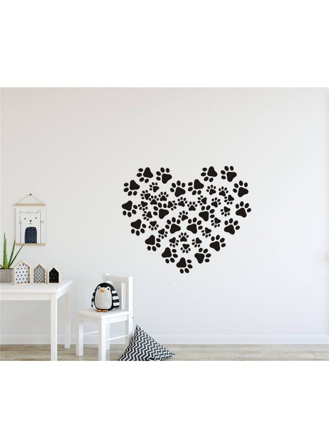 JURUOXIN 49 Pieces/Set Dog Paws Wall Decals Vinyl Pawprints Sticker Animal Footprint Wall Art Decoration for Kids Boy Girl Baby Nursery Bedroom Living Room Animal Tracks Decor YMX21 (Black) - Image 2